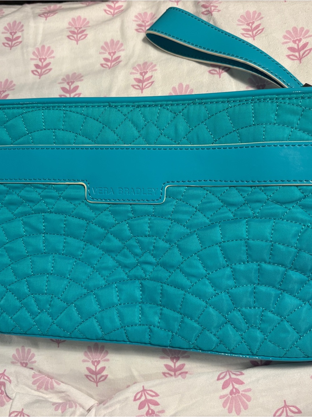 Vera Bradley Turquoise Quilted + Patent Trim Wristlet Clutch - Picture 5 of 12
